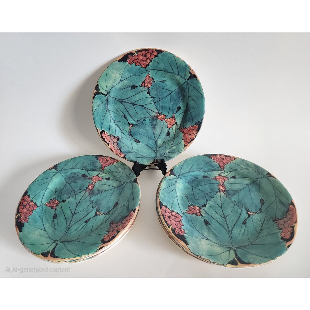 Gien France Vigne 8-1/2” Plates Set Of Six Read Description AS IS